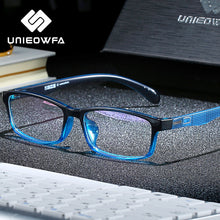 Load image into Gallery viewer, UNIEOWFA Blue Transparent Glasses Frame Men Women Clear Optical Prescription Eyewear Frame TR90 Spectacles Myopia Eyeglasses