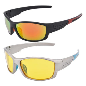 UOOUOO Occhiali da guida polarizzati professionali Occhiali per visione notturna Occhiali da sole sportivi da uomo wome UV 400 per occhiali da giorno 2 pezzi