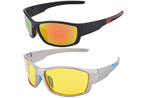 UOOUOO Occhiali da guida polarizzati professionali Occhiali per visione notturna Occhiali da sole sportivi da uomo wome UV 400 per occhiali da giorno 2 pezzi