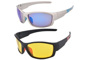 UOOUOO Occhiali da guida polarizzati professionali Occhiali per visione notturna Occhiali da sole sportivi da uomo wome UV 400 per occhiali da giorno 2 pezzi