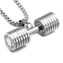 Load image into Gallery viewer, Hop Rock Stainless Steel Gym Fitness Necklace Heavy Barbell Dumbbell Pendants Necklaces for Men Sports Jewelry