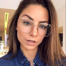 Load image into Gallery viewer, Big Frame Glasses Female Oversized Square Eyeglasses Gold Spectacles Frame Clear Lens Eyewear Optical Myopia Nerd Glasses