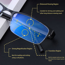 Load image into Gallery viewer, UV Filter Anti Eye Strain Half frame Progressive Multifocus Blue Light Blocking Reading Glasses Presbyopia Glasses