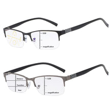 Load image into Gallery viewer, UV Filter Anti Eye Strain Half frame Progressive Multifocus Blue Light Blocking Reading Glasses Presbyopia Glasses