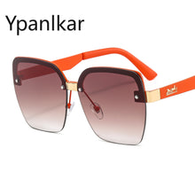 Load image into Gallery viewer, UV400 Retro Oversized Square Sun Glasses Metal Semi-rimless Sunglass Women Men Half Metal Frame Street Eyewear
