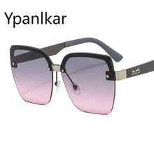 Load image into Gallery viewer, UV400 Retro Oversized Square Sun Glasses Metal Semi-rimless Sunglass Women Men Half Metal Frame Street Eyewear