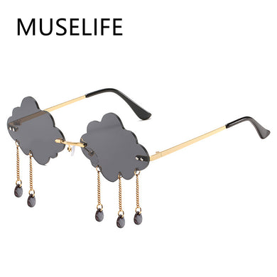 UV400 Trendy Tassel Sunglasses Retro Rimless Sun Glasses Steampunk Sunglasses Shades Funny Clouds Shaped Eyeglasses
