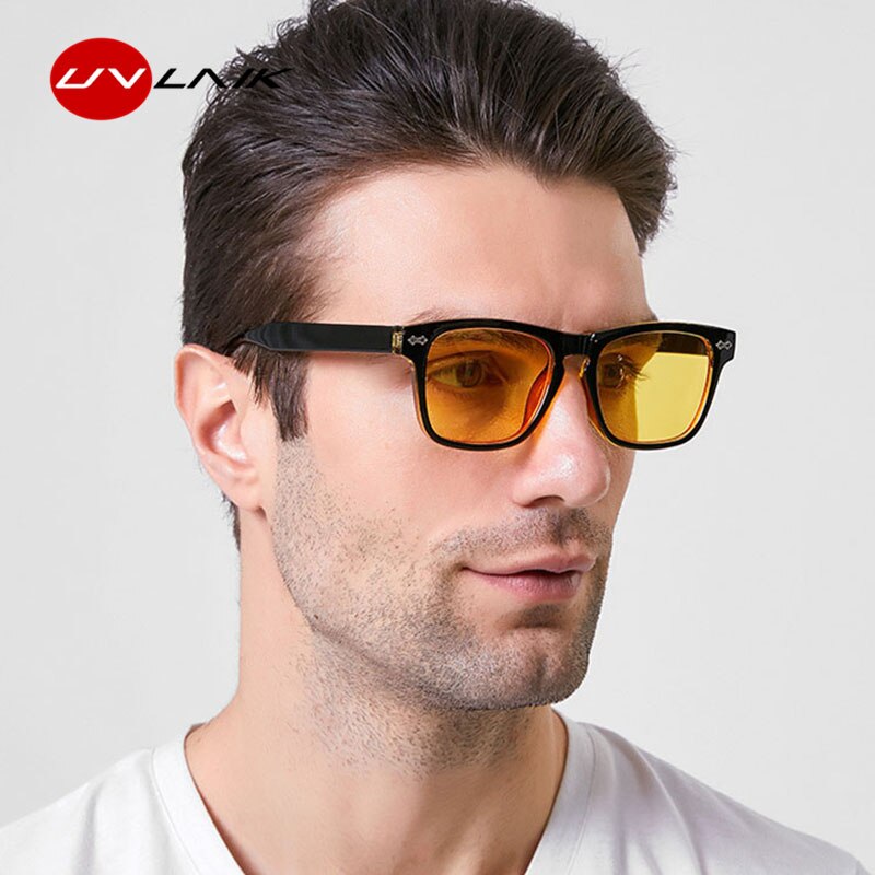 UVLAIK 2023 Rectangle Sunglasses Men Yellow Lens Vintage Square Sun Gl –  Cinily