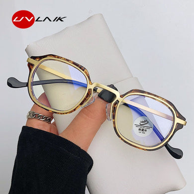 UVLAIK Alloy Small Round Glasses Frame Men Women Custom Myopia Prescription Eyeglass Lenses Retro Metal Blue Light Eyeglasses