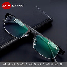 Load image into Gallery viewer, UVLAIK Blue Light Blocking Finished Myopia Glasses Frames Men Metal Half Frame Business Eyeglasses Short Sight Diopter Glasses