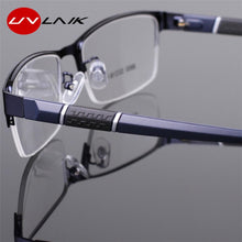 Load image into Gallery viewer, UVLAIK Blue Light Blocking Finished Myopia Glasses Frames Men Metal Half Frame Business Eyeglasses Short Sight Diopter Glasses