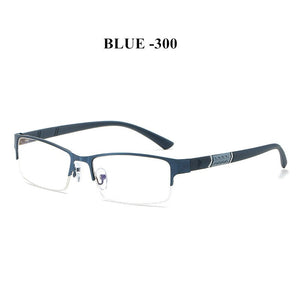 UVLAIK Blue Light Blocking Finished Myopia Glasses Frames Men Metal Half Frame Business Eyeglasses Short Sight Diopter Glasses