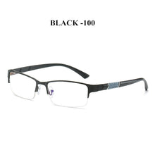 Load image into Gallery viewer, UVLAIK Blue Light Blocking Finished Myopia Glasses Frames Men Metal Half Frame Business Eyeglasses Short Sight Diopter Glasses