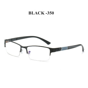 UVLAIK Blue Light Blocking Finished Myopia Glasses Frames Men Metal Half Frame Business Eyeglasses Short Sight Diopter Glasses