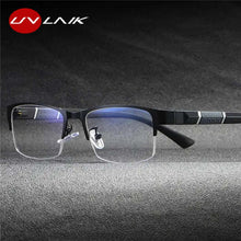 Load image into Gallery viewer, UVLAIK Blue Light Blocking Finished Myopia Glasses Frames Men Metal Half Frame Business Eyeglasses Short Sight Diopter Glasses