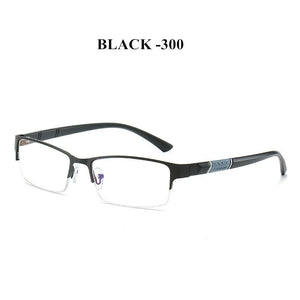 UVLAIK Blue Light Blocking Finished Myopia Glasses Frames Men Metal Half Frame Business Eyeglasses Short Sight Diopter Glasses