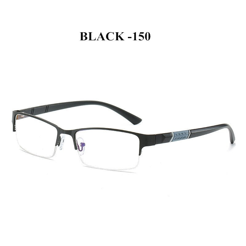 UVLAIK Blue Light Blocking Finished Myopia Glasses Frames Men Metal Half Frame Business Eyeglasses Short Sight Diopter Glasses
