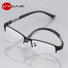Load image into Gallery viewer, UVLAIK Blue Light Blocking Finished Myopia Glasses Frames Men Metal Half Frame Business Eyeglasses Short Sight Diopter Glasses