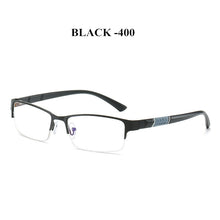 Load image into Gallery viewer, UVLAIK Blue Light Blocking Finished Myopia Glasses Frames Men Metal Half Frame Business Eyeglasses Short Sight Diopter Glasses