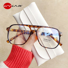 Carica l&#39;immagine nel visualizzatore di Gallery, UVLAIK Double Beam Anti Blue Light Glasses Frame Women Men Retro Big Frame Myopia Eyeglasses Female Oversized Fat Mirror Frame