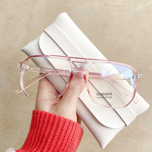 UVLAIK Double Beam Anti Blue Light Glasses Frame Women Men Retro Big Frame Myopia Eyeglasses Female Oversized Fat Mirror Frame
