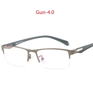 UVLAIK Men Finished Myopia Glasses Men's Business Metal Short-sighted Eyewear Half Frame With Degree Alloy Eyeglasses Frame