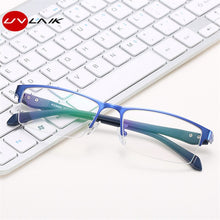 Load image into Gallery viewer, UVLAIK Men Finished Myopia Glasses Men&#39;s Business Metal Short-sighted Eyewear Half Frame With Degree Alloy Eyeglasses Frame