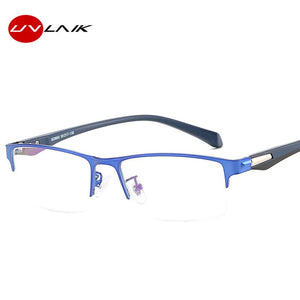 UVLAIK Men Finished Myopia Glasses Men's Business Metal Short-sighted Eyewear Half Frame With Degree Alloy Eyeglasses Frame