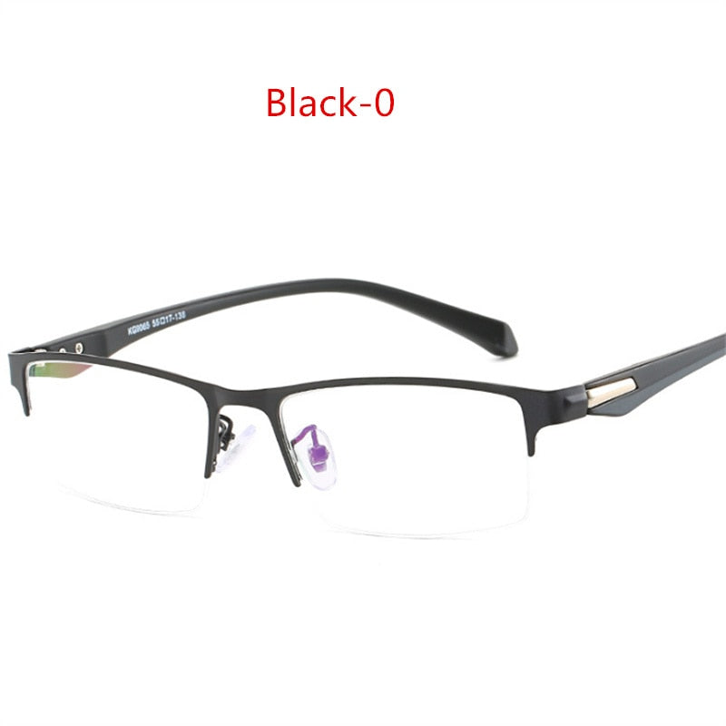 UVLAIK Men Finished Myopia Glasses Men's Business Metal Short-sighted Eyewear Half Frame With Degree Alloy Eyeglasses Frame