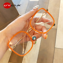 Load image into Gallery viewer, UVLAIK Oversized Transparent Glasses Frame Women Green Orange Clear Glasses Frame Female Alloy Big Square Eyeglasses