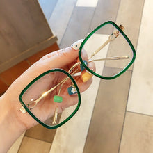 Load image into Gallery viewer, UVLAIK Oversized Transparent Glasses Frame Women Green Orange Clear Glasses Frame Female Alloy Big Square Eyeglasses