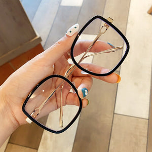 UVLAIK Oversized Transparent Glasses Frame Women Green Orange Clear Glasses Frame Female Alloy Big Square Eyeglasses