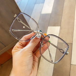 UVLAIK Oversized Transparent Glasses Frame Women Green Orange Clear Glasses Frame Female Alloy Big Square Eyeglasses