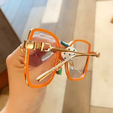 Load image into Gallery viewer, UVLAIK Oversized Transparent Glasses Frame Women Green Orange Clear Glasses Frame Female Alloy Big Square Eyeglasses
