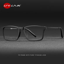 Load image into Gallery viewer, UVLAIK Pure Titanium Glasses Frame Men Comfortable Square Frame TR90 Eyeglasses Ultra Light Busines Myopia Optical Glasses Frame