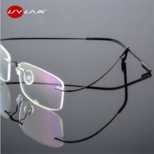 Load image into Gallery viewer, UVLAIK Rimless Titanium Eyeglasses Frames Women Men Flexible Optical Frame Prescription Spectacle Frameless Glasses Eye glasses