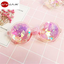 Load image into Gallery viewer, UVLAIK Round Kaleidoscope Glasses Women rave festival Sunglasses Men Holographic Glasses Colorful Celebrity Party Eyewear