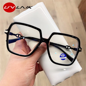 UVLAIK Montatura per occhiali quadrati anti-luce blu Montatura per occhiali per computer oversize Donna Uomo Occhiali ottici quadrati Montature per occhiali