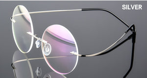 UVLAIK Titanium Round Glasses Frames Men Rimless stainless steel Optical Frame Prescription Spectacle Women Alloy Eye Glasses
