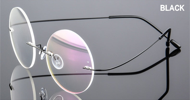 UVLAIK Titanium Round Glasses Frames Men Rimless stainless steel Optical Frame Prescription Spectacle Women Alloy Eye Glasses