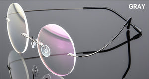 UVLAIK Titanium Round Glasses Frames Men Rimless stainless steel Optical Frame Prescription Spectacle Women Alloy Eye Glasses