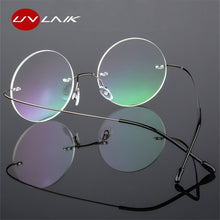 Carica l&#39;immagine nel visualizzatore di Gallery, UVLAIK Titanium Round Glasses Frames Men Rimless stainless steel Optical Frame Prescription Spectacle Women Alloy Eye Glasses