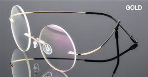 UVLAIK Titanium Round Glasses Frames Men Rimless stainless steel Optical Frame Prescription Spectacle Women Alloy Eye Glasses