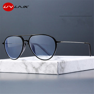 UVLAIK Transparent Glasses Frame Men Women Anti Blue light Pilot Eyeglasses Clear Glasses Optical Spectacle Frame with Box
