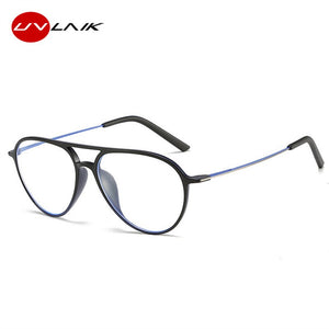 UVLAIK Transparent Glasses Frame Men Women Anti Blue light Pilot Eyeglasses Clear Glasses Optical Spectacle Frame with Box