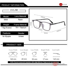 Load image into Gallery viewer, UVLAIK Ultralight TR90 Spectacle frame Men Pure Titanium Carved Myopia Glasses frame Men&#39;s Business Eyeglasses Large Full-frame