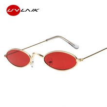 Load image into Gallery viewer, UVLAIK Vintage Small Oval Sunglasses Women Retro Brand Skinny Metal Frame Sunnies Men Sun Glasses Red Yellow Cat Eye Eyewear