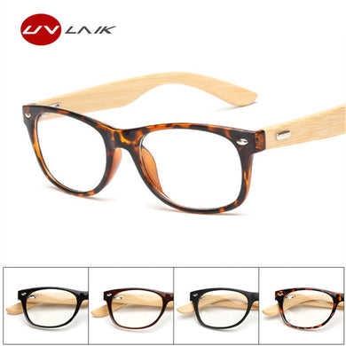 UVLAIK Wooden Eyeglasses Clear Lens Myopia Prescription Optic Glasses Men Women Bamboo Eye Glasses Transparent Spectacle Frame