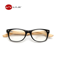 Load image into Gallery viewer, UVLAIK Wooden Eyeglasses Clear Lens Myopia Prescription Optic Glasses Men Women Bamboo Eye Glasses Transparent Spectacle Frame