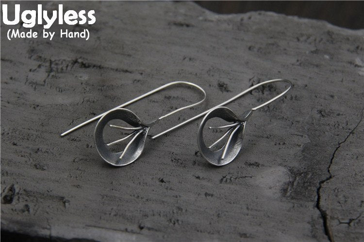 Real S 925 Sterling Thai Silver Women Vintage Earrings Handmade Hollow Flower Brincos Bijoux Handmade Ear Lines Jewelry